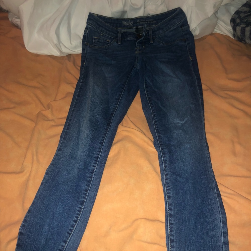 Mid rise dark washed jeans